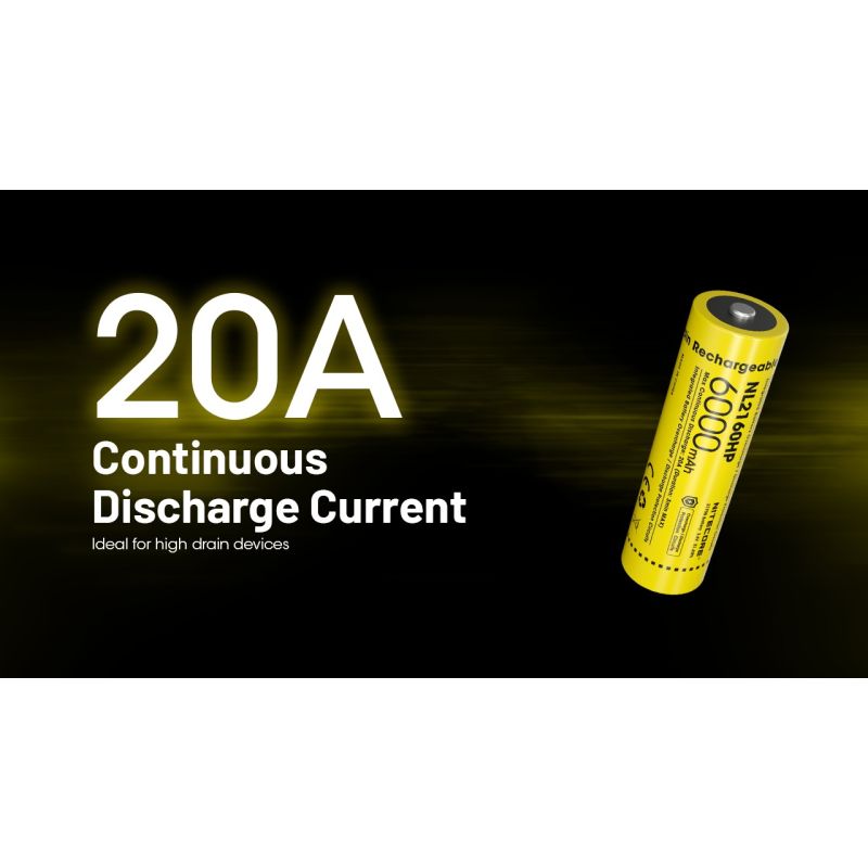 NITECORE NL2160HP 6000MAH 3.6V 18WH 21700 USB-C Li-Ion-Wiederaufladbare Batterie
