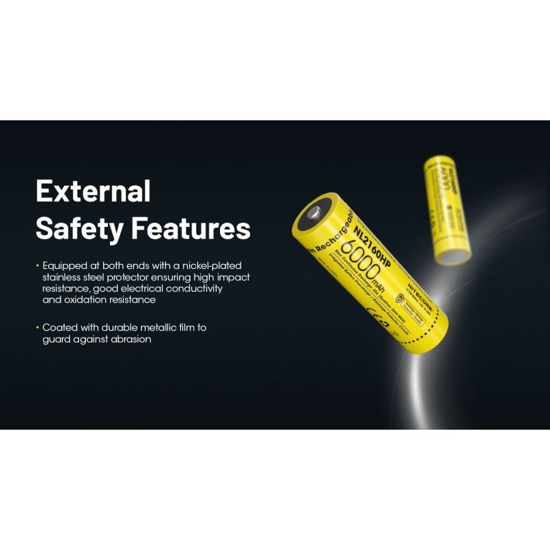 NITECORE NL2160HP 6000MAH 3.6V 18WH 21700 USB-C Li-Ion-Wiederaufladbare Batterie