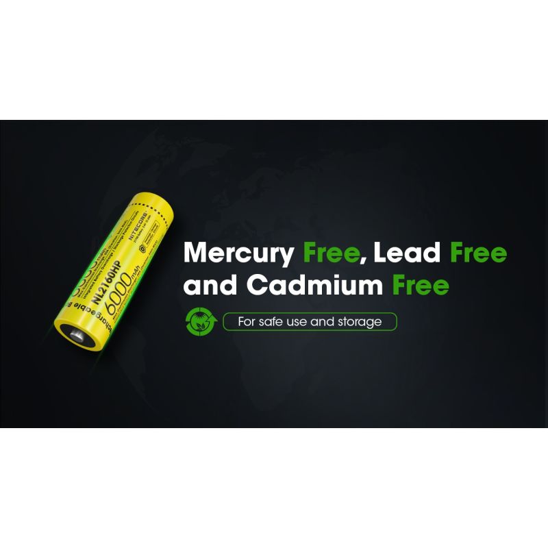 NITECORE NL2160HP 6000MAH 3.6V 18WH 21700 USB-C Li-Ion-Wiederaufladbare Batterie
