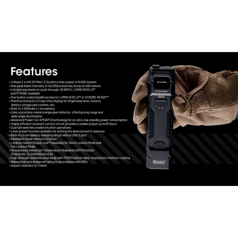 NITECORE EDC29 6500 Lumen USB-C wiederaufladbare EDC-Taschenlampe