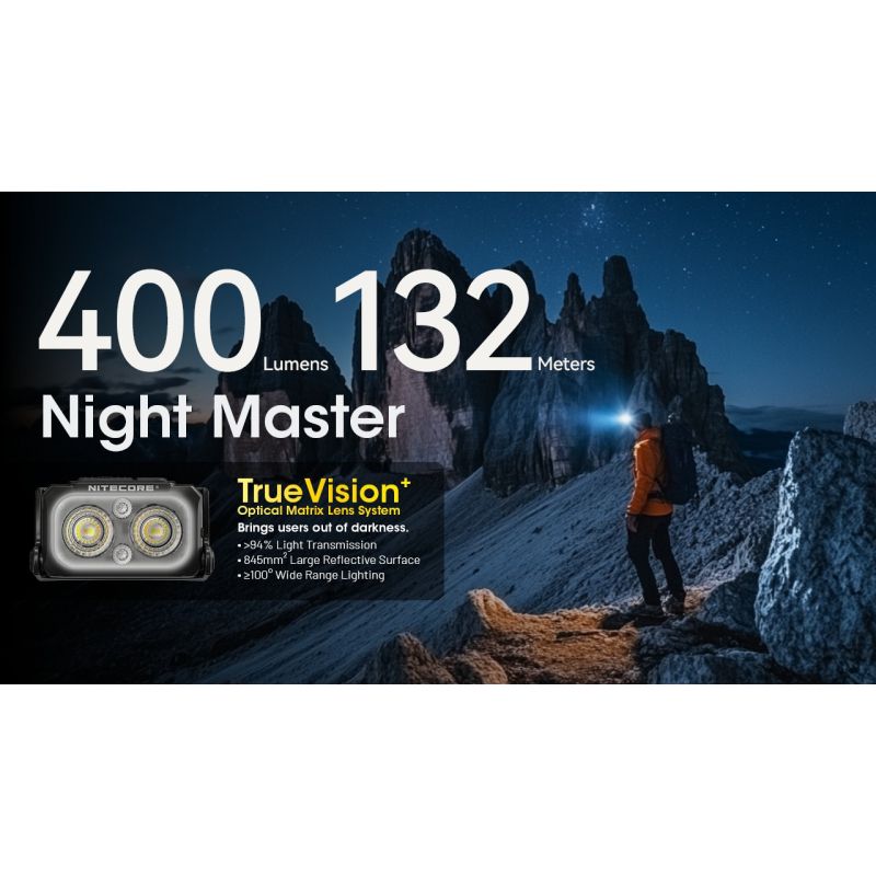 NITECORE NU25 MCT 400 Lumen LED USB-C aufladbare wiederaufladbare Stirnlampe