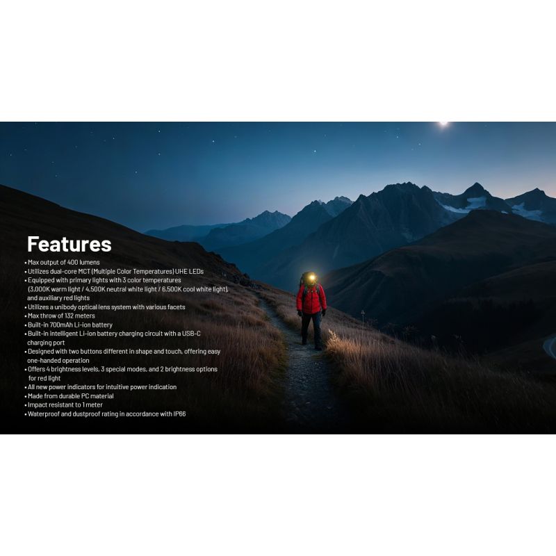 NITECORE NU25 MCT 400 Lumen LED USB-C aufladbare wiederaufladbare Stirnlampe