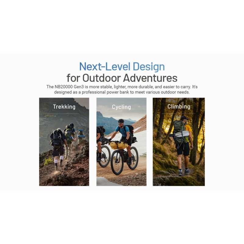 Nitecore NB20000 Gen3 QC Dual Port USB-C Power Bank 20000mAh Compact Lightweight Travel Companion