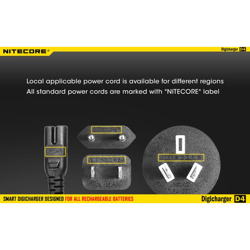 Nitecore D4 Digicharger LCD-Anzeige Batterie Nitecore-Ladegerät Intelligent 2.0 Fit Li-Ion 18650 14500 16340 26650