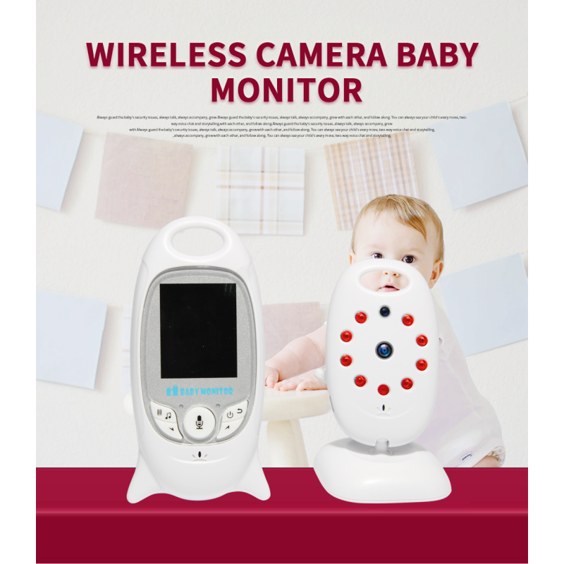 VB601 2.4G Funk-Video-Baby-Monitor 2.0-Zoll-Farb-Sicherheits-Kamera 2-Wege-Talk NightVision-IR-LED-Temperaturüberwachung mit 8 BLULBY