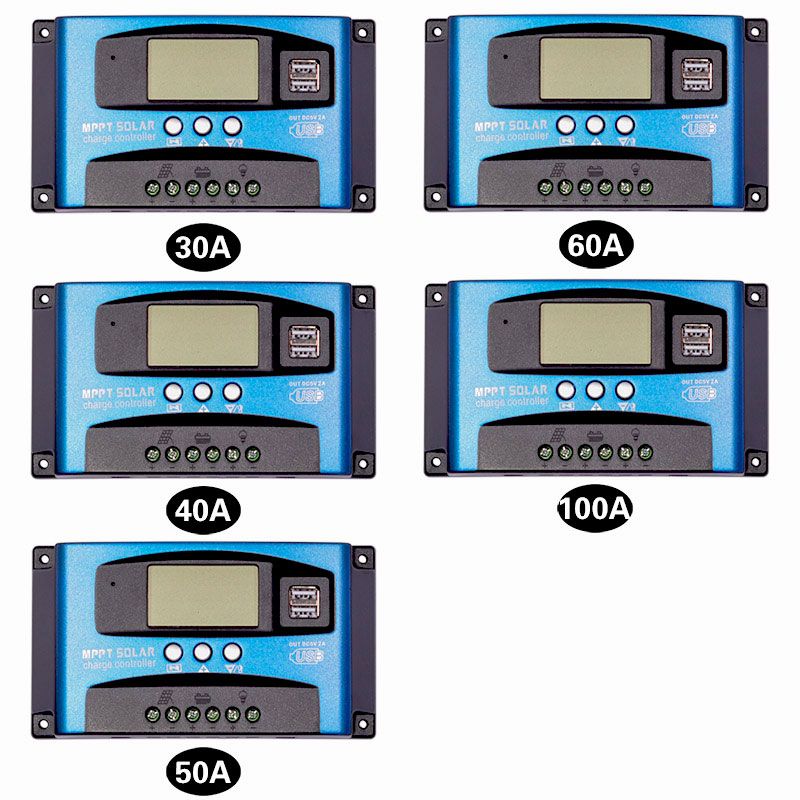 MPPT Solarladeregler 30/40/50/60/100A Solarregler Solarpanel Batterieregler Dual USB 5V LCD Display