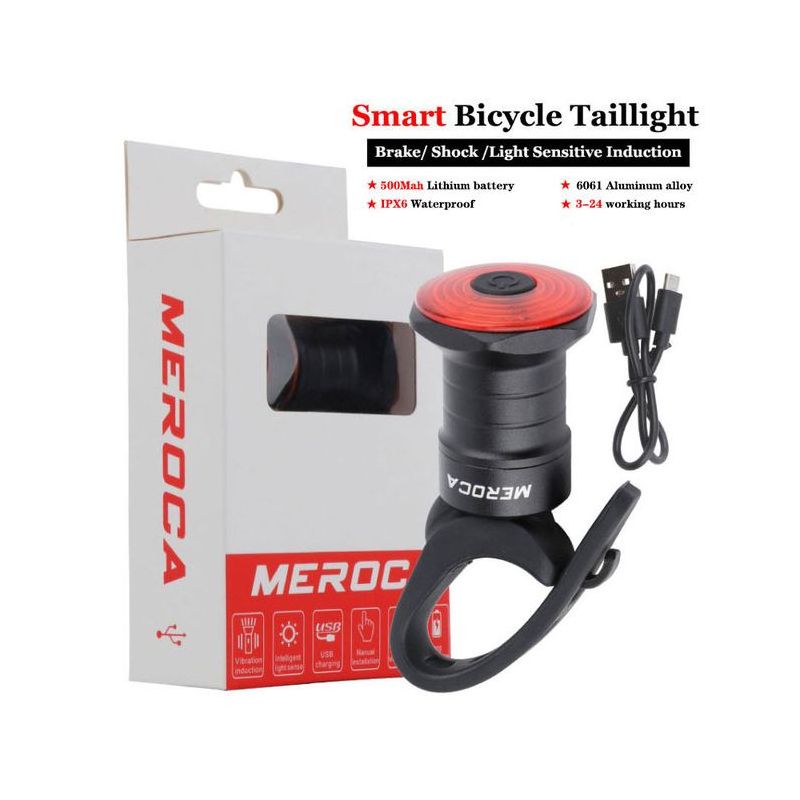 Smart Fahrradschwanz Rücklicht Auto Start Anschlag Bremse IPX6 Wasserdichte USB-Ladung Radfahren Tail Taislight Bike LED-Leuchten