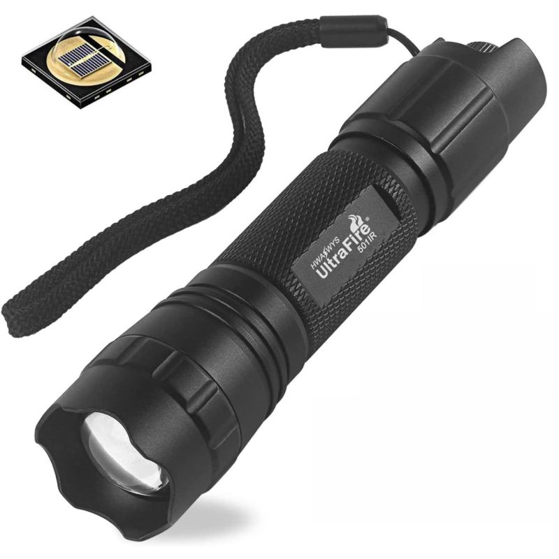 UltraFire 940 nm LED-IR-Taschenlampe, Infrarot-Nachtsichtlicht mit einstellbarem Fokus, stufenlos dimmbarer Jagd-IR-Strahler für Nachtsichtgeräte