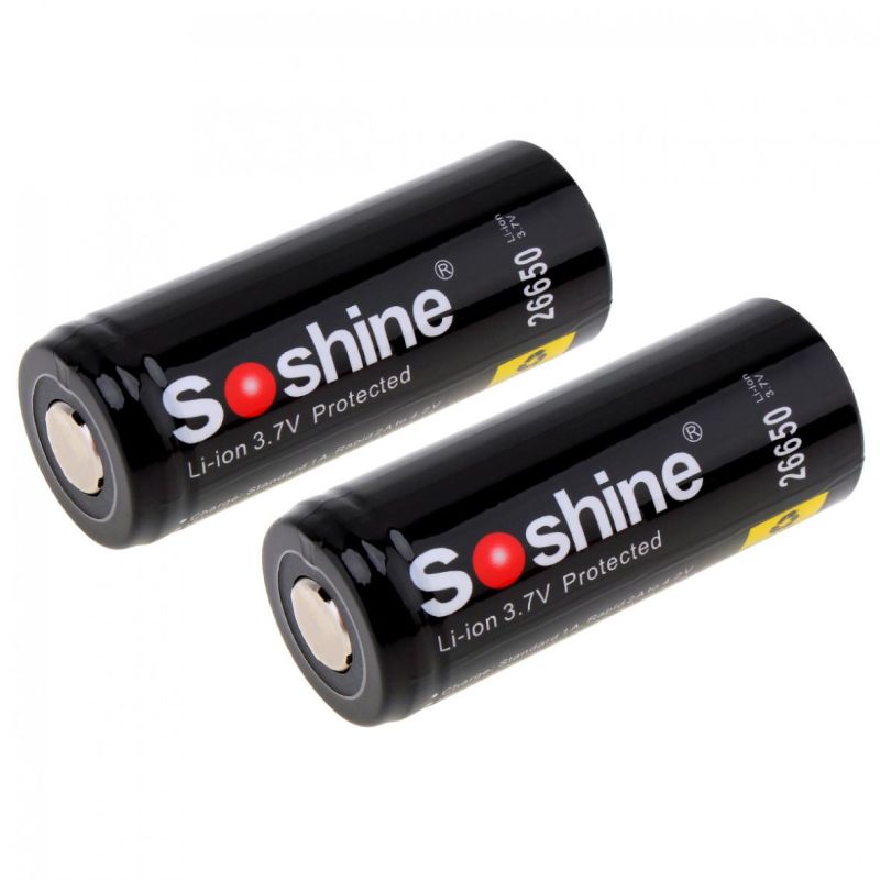Soshine 26650 5500mAh 3.7V Li-Ion wiederaufladbare Batterie -2-Packung