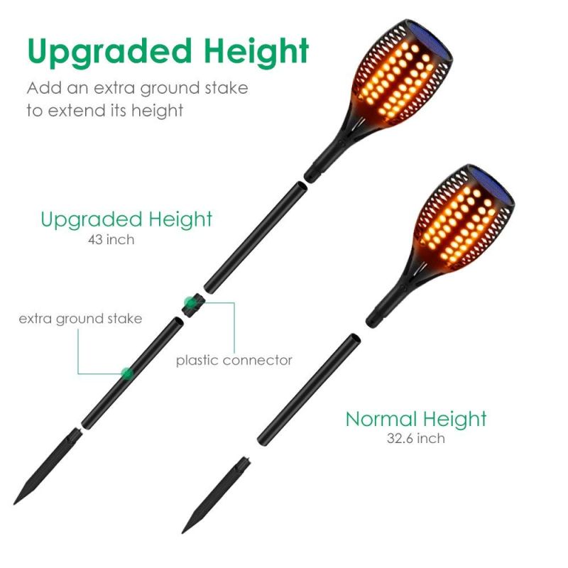 Solarlichter aufgerüstet, wasserdichte flackernde Flammen Fackel Beleuchtung Outdoor Solar Strahler Landschaftsdekoration Beleuchtung Dämmerung bis Dawn Auto ON / OFF Sicherheit Fackel Licht für Terrasse Einfahrt