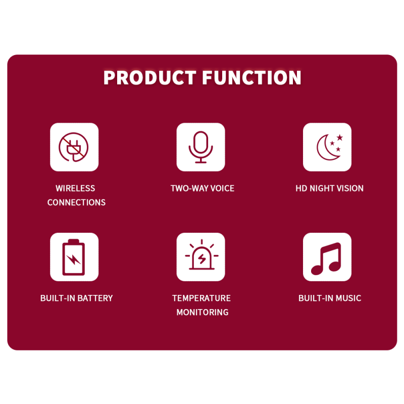 VB601 2.4G Funk-Video-Baby-Monitor 2.0-Zoll-Farb-Sicherheits-Kamera 2-Wege-Talk NightVision-IR-LED-Temperaturüberwachung mit 8 BLULBY