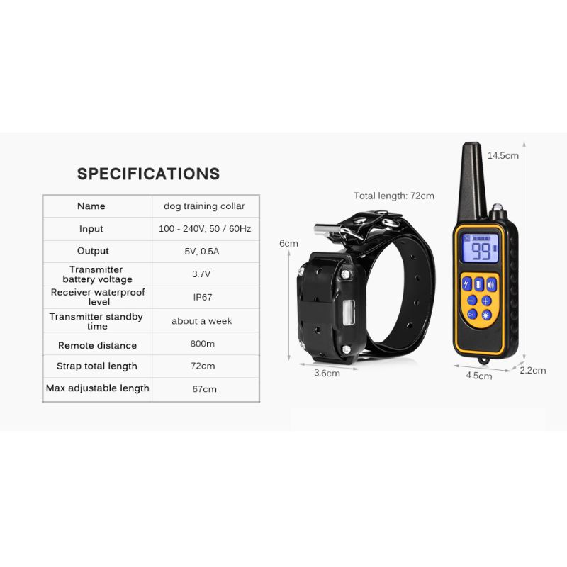 800m Electric Hunde-Trainingskragen PET-Fernbedienung wasserdicht wiederaufladbar mit LCD-Display für alle Größe Barke-Stop-Halsbänder