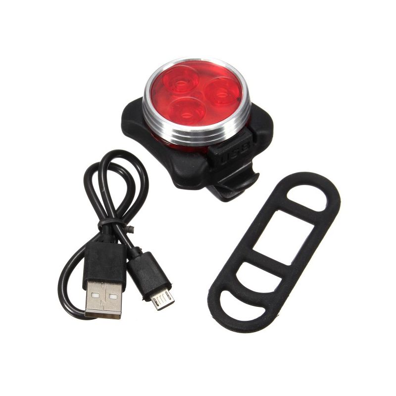 USB wiederaufladbare Fahrradleuchte HJ-030 3 LED 4 Modi Wasserdichte weiß / rotes Fahrradfrontlicht