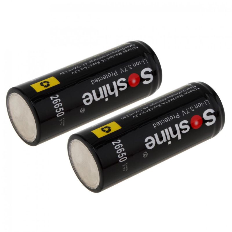 Soshine 26650 5500mAh 3.7V Li-Ion wiederaufladbare Batterie -2-Packung