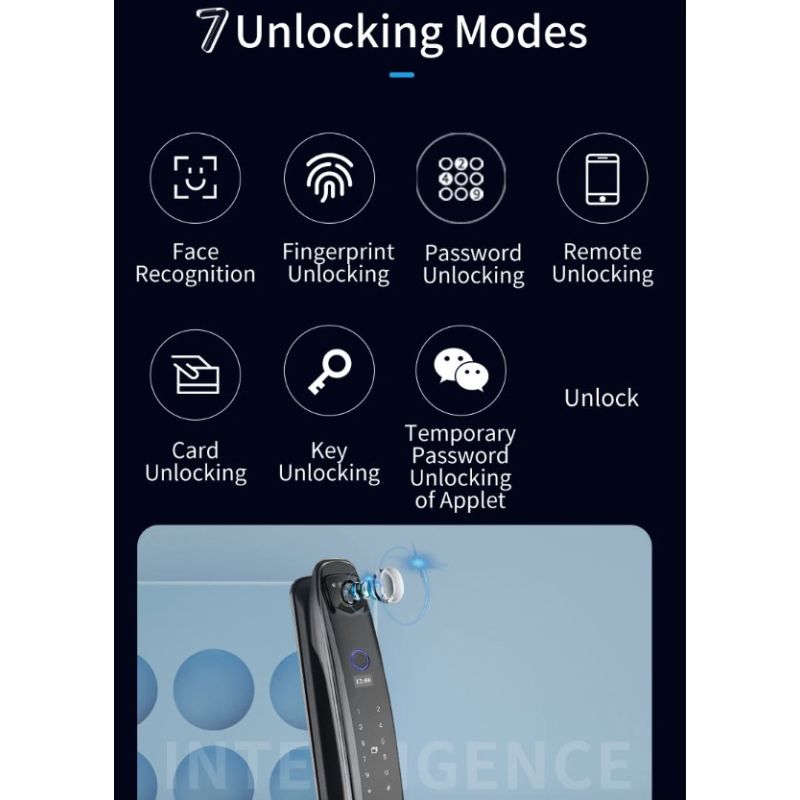 3D-Gesichts-Smart-Türschloss, Überwachungskamera, Monitor, intelligenter Fingerabdruck, Passwort, biometrische elektronische Schlüsselentriegelung