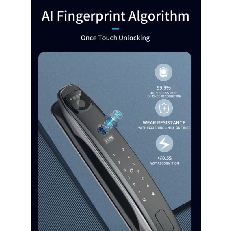 3D-Gesichts-Smart-Türschloss, Überwachungskamera, Monitor, intelligenter Fingerabdruck, Passwort, biometrische elektronische Schlüsselentriegelung