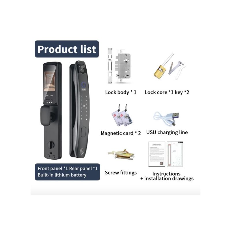 3D-Gesichts-Smart-Türschloss, Überwachungskamera, Monitor, intelligenter Fingerabdruck, Passwort, biometrische elektronische Schlüsselentriegelung