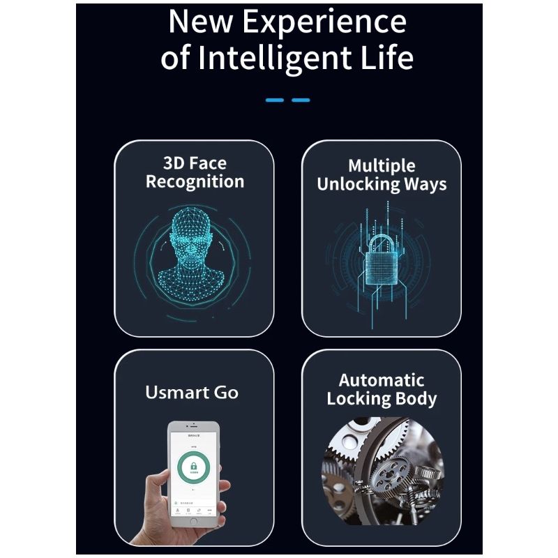 3D-Gesichts-Smart-Türschloss, Überwachungskamera, Monitor, intelligenter Fingerabdruck, Passwort, biometrische elektronische Schlüsselentriegelung
