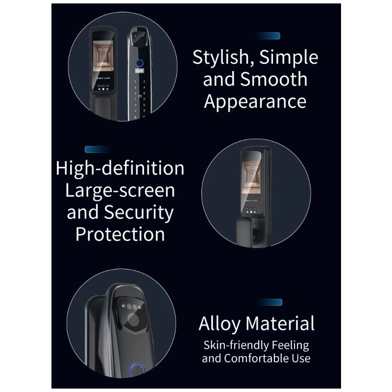 3D-Gesichts-Smart-Türschloss, Überwachungskamera, Monitor, intelligenter Fingerabdruck, Passwort, biometrische elektronische Schlüsselentriegelung