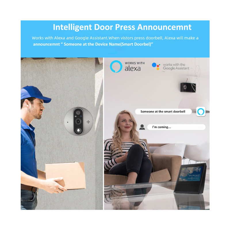 Tuya Smart 1080P WiFi Guckloch Videokamera PIR Bewegungsmelder Home Security Nachtsicht Video Türkamera