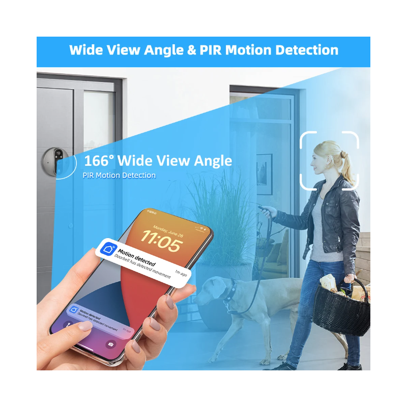 Tuya Smart 1080P WiFi Guckloch Videokamera PIR Bewegungsmelder Home Security Nachtsicht Video Türkamera