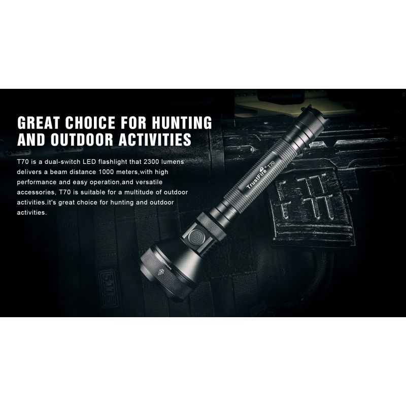 TrustFire T70-Kit XHP35 HI 1000 Meter 2300 Lättern High Power Wiederaufladbare LED-Taschenlampe