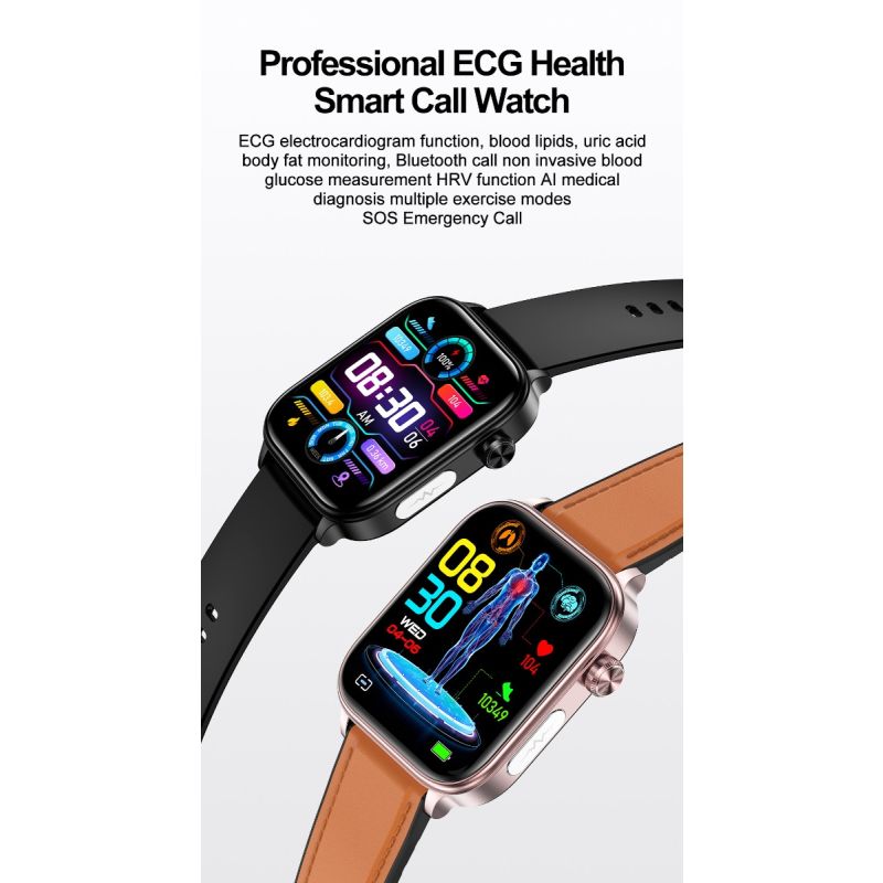 ET570 Blutzucker-Smartwatch, EKG-Herzfrequenz-Blutdruck-Smartwatch