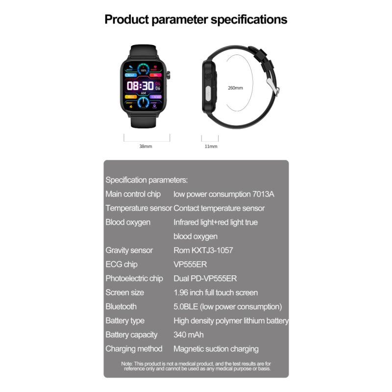 ET570 Blutzucker-Smartwatch, EKG-Herzfrequenz-Blutdruck-Smartwatch