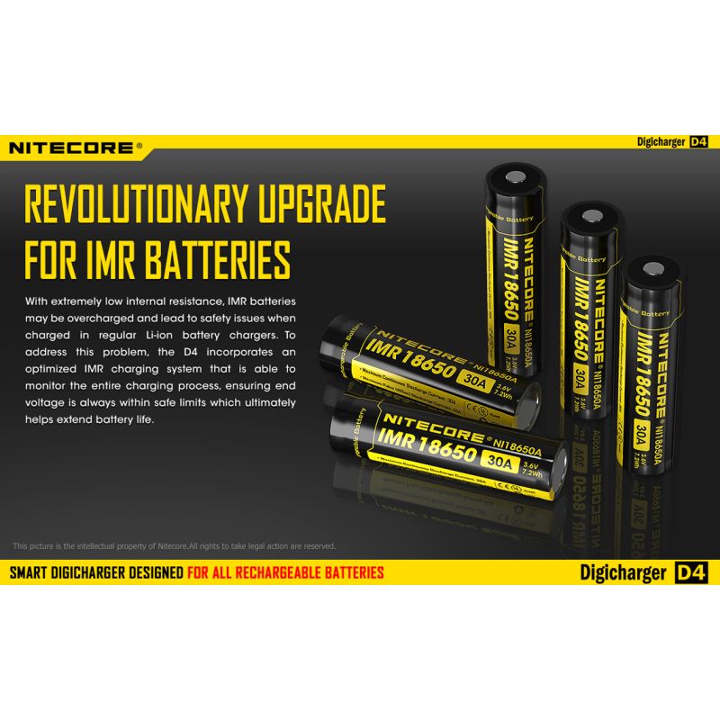 Nitecore D4 Digicharger LCD-Anzeige Batterie Nitecore-Ladegerät Intelligent 2.0 Fit Li-Ion 18650 14500 16340 26650