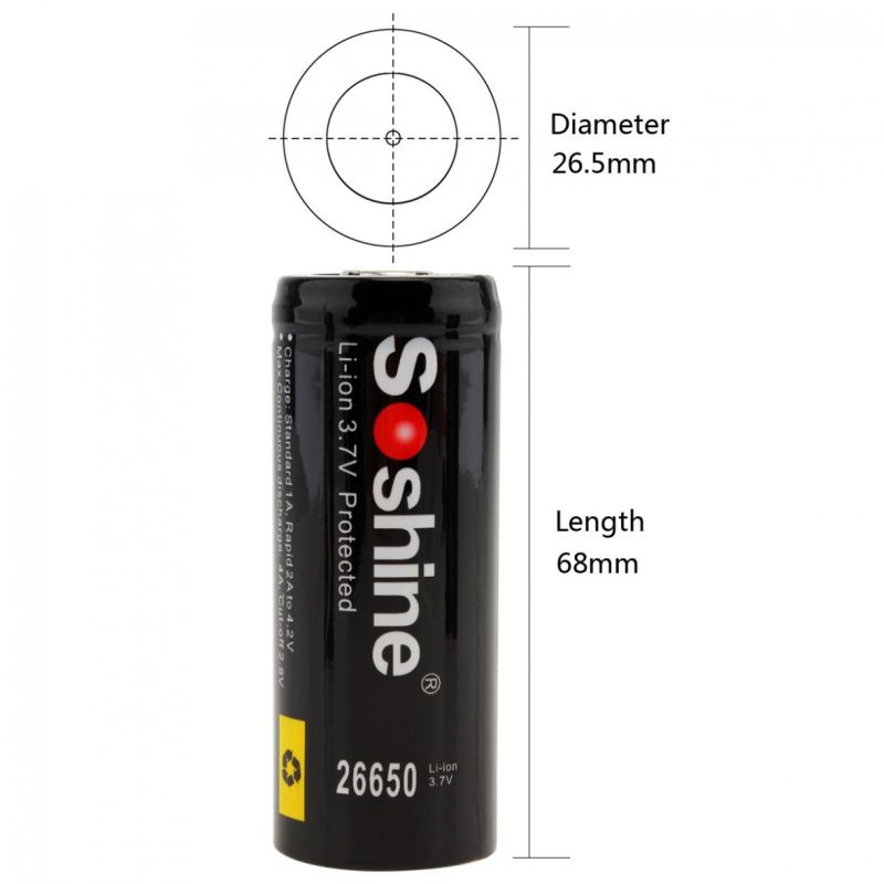 Soshine 26650 5500mAh 3.7V Li-Ion wiederaufladbare Batterie -2-Packung