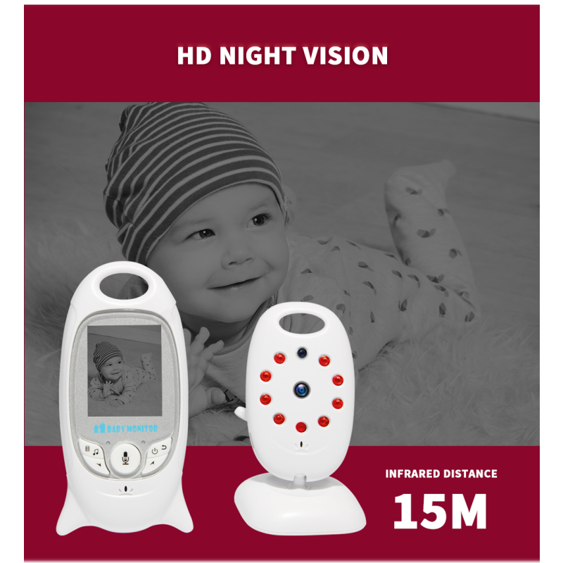 VB601 2.4G Funk-Video-Baby-Monitor 2.0-Zoll-Farb-Sicherheits-Kamera 2-Wege-Talk NightVision-IR-LED-Temperaturüberwachung mit 8 BLULBY