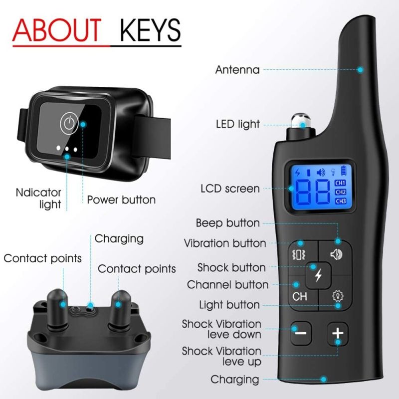 Neue 800m Electric Hunde-Trainingskragen, Hundeschockkragen mit 3-Trainingsmodus, elektronischer Hundeschock-Trainingskragen mit Fernbedienung für kleine mittelgroße Hunde