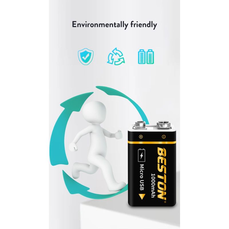 Beston 9V 1000mAh Micro USB Li-Ion Akku 6F22 USB Akku für RC Hubschrauber Modell Mikrofon Spielzeug