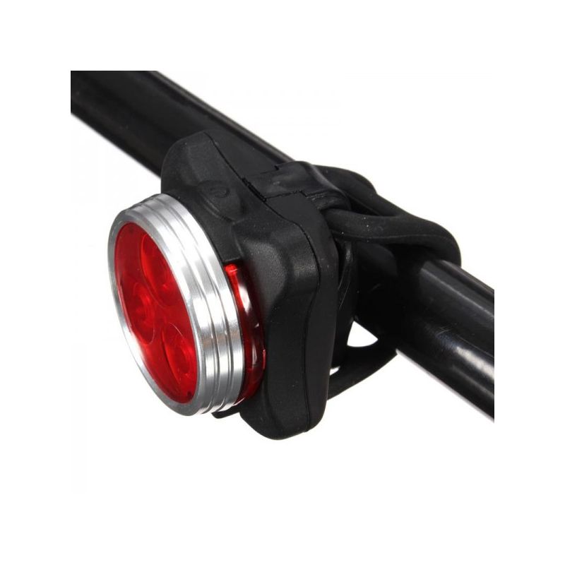 USB wiederaufladbare Fahrradleuchte HJ-030 3 LED 4 Modi Wasserdichte weiß / rotes Fahrradfrontlicht
