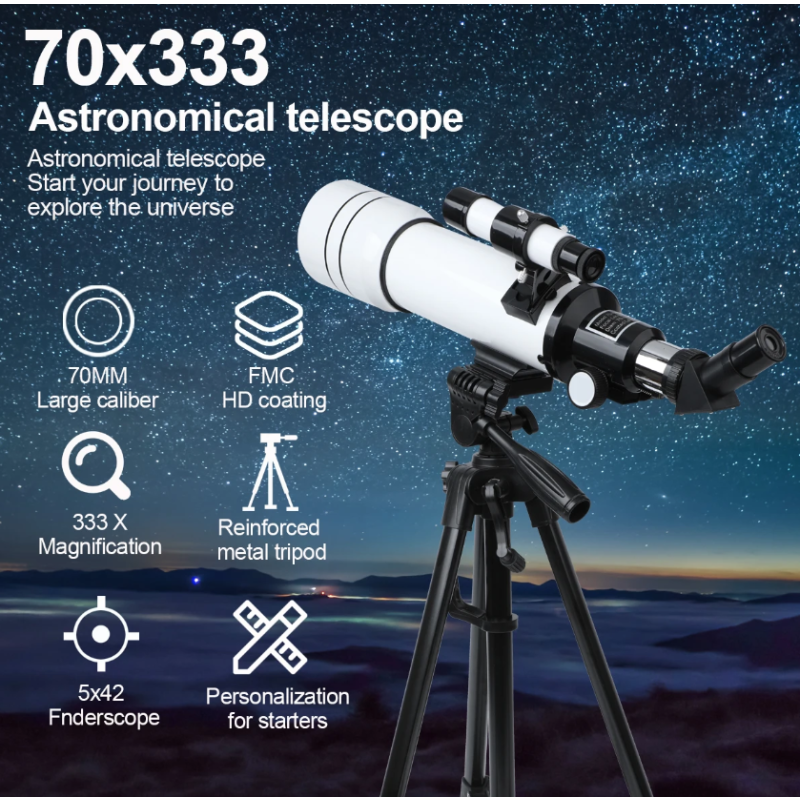 Bossdun 333X Professionelles astronomisches Teleskop für Kinder zur Betrachtung des Universums, des Mondes, der Sterne und des Weltraums, Monokular