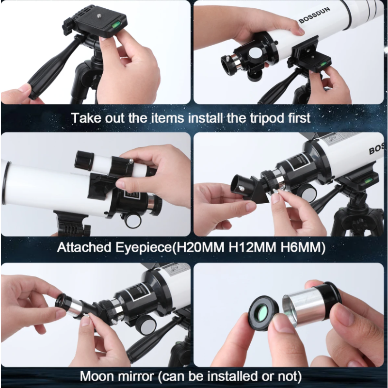 Bossdun 333X Professionelles astronomisches Teleskop für Kinder zur Betrachtung des Universums, des Mondes, der Sterne und des Weltraums, Monokular