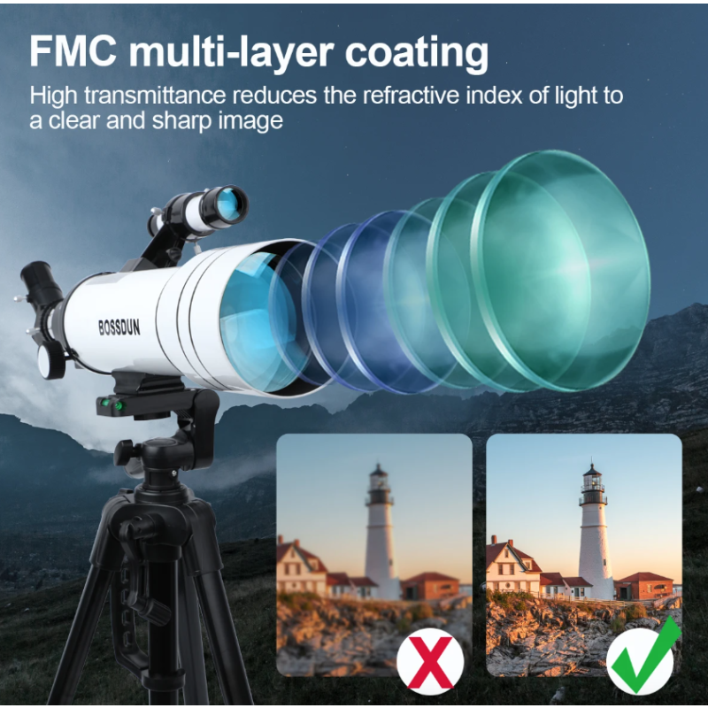 Bossdun 333X Professionelles astronomisches Teleskop für Kinder zur Betrachtung des Universums, des Mondes, der Sterne und des Weltraums, Monokular