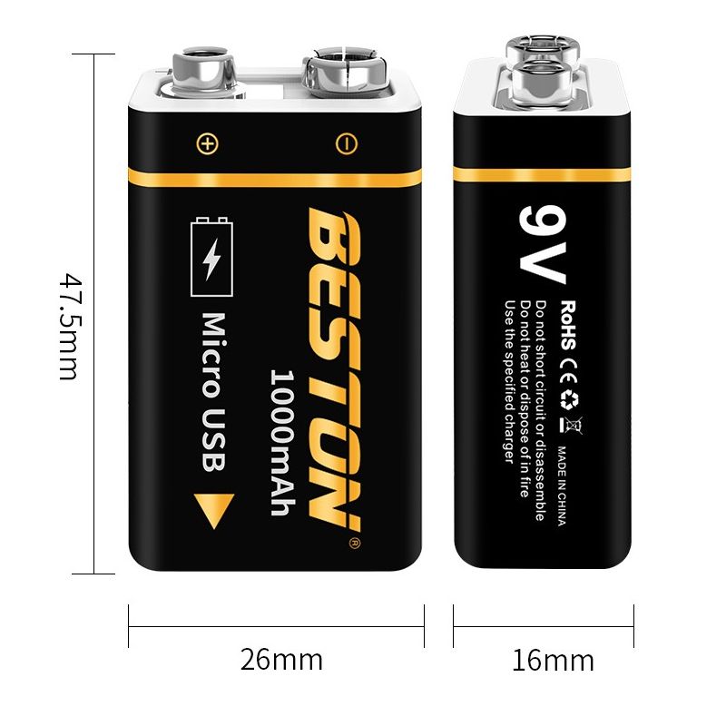 Beston 9V 1000mAh Micro USB Li-Ion Akku 6F22 USB Akku für RC Hubschrauber Modell Mikrofon Spielzeug