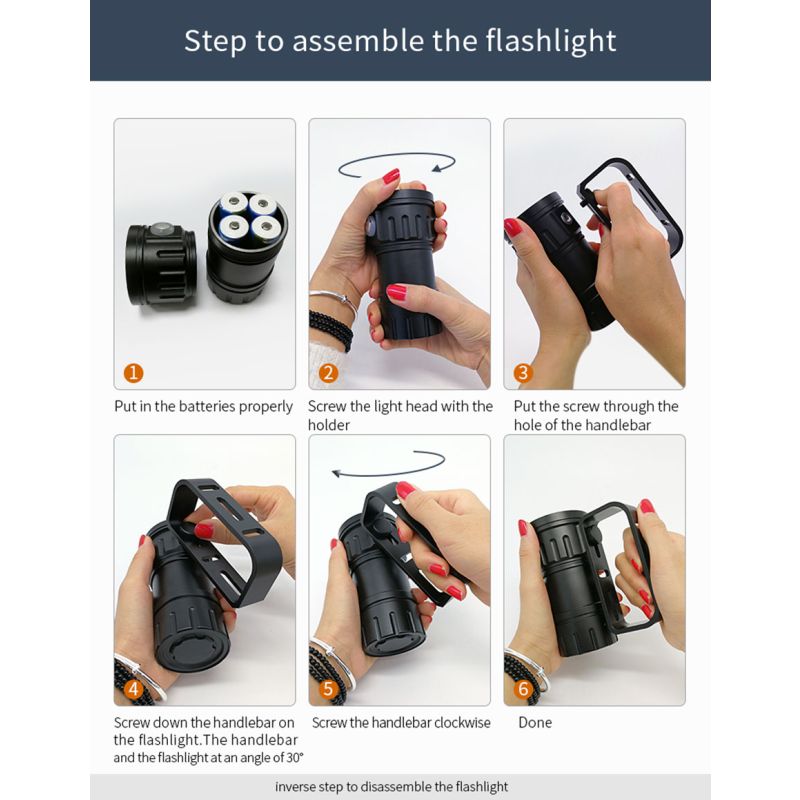 UV 395-400NM Tauchen Taschenlampe 15x2 Weißes Licht / 4x rotes Licht / 4x UV-Licht LED-Tauchfackel-Taschenlampe