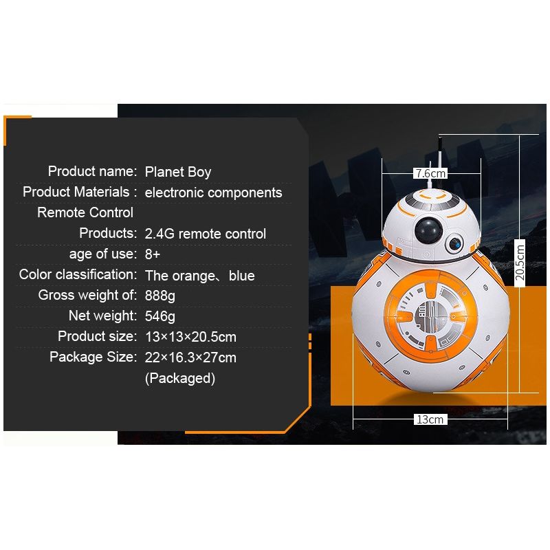 Upgrade 20.5cm Fernbedienung Roboter BB-8 Kugel RC Intelligent Roboter 2.4g BB8 mit Sound Action Abbildung BB-8 Geschenkspielzeug für Kinder