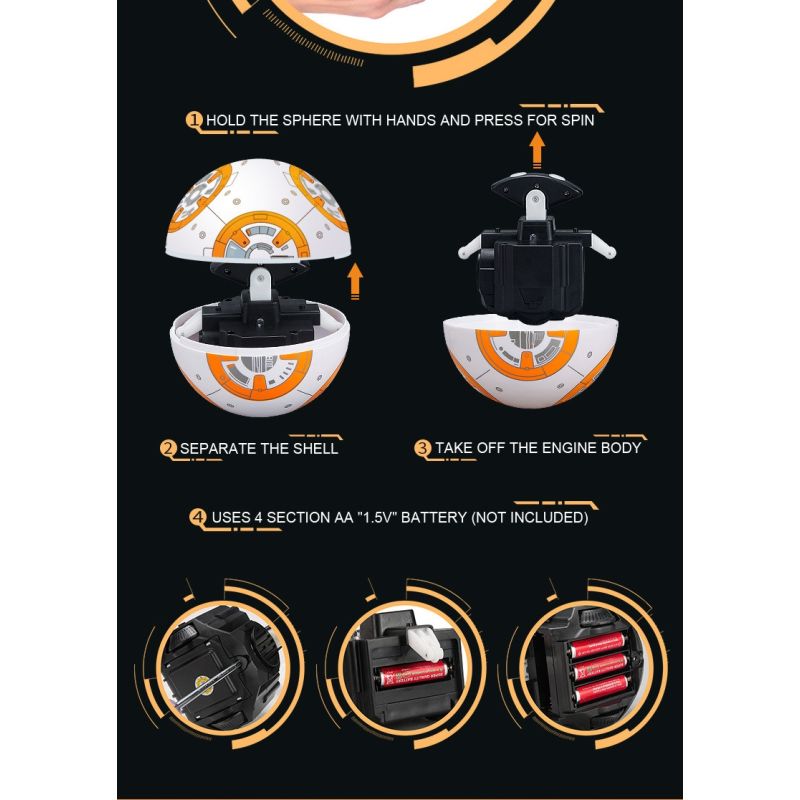 Upgrade 20.5cm Fernbedienung Roboter BB-8 Kugel RC Intelligent Roboter 2.4g BB8 mit Sound Action Abbildung BB-8 Geschenkspielzeug für Kinder