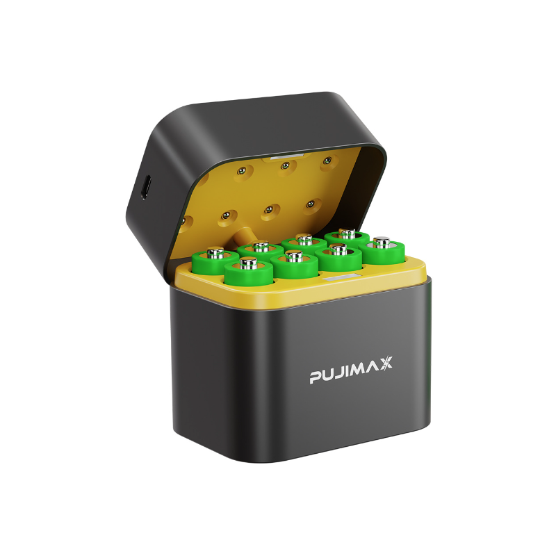 8-Slot Smart Flip Top Ladefach Typ-C-Anschluss AA Lithium-Batterie 3400mWh Batterieladegerät