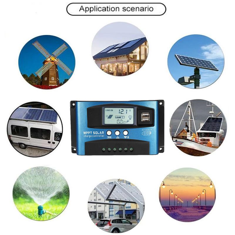 MPPT Solarladeregler 30/40/50/60/100A Solarregler Solarpanel Batterieregler Dual USB 5V LCD Display