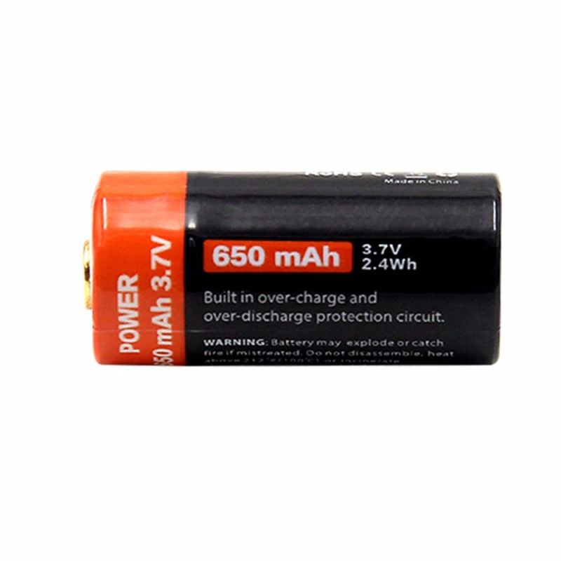 16340 650mAh 3.7V Micro USB Wiederaufladbare Li-Ion-Batterie