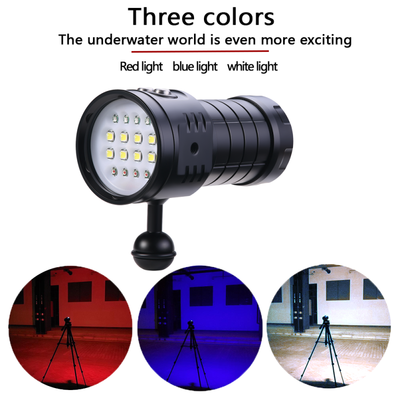 C16 Unterwasser Tauchen Taschenlampe Lampe LED 100M Wasserdichte Video Kamera taschenlampe