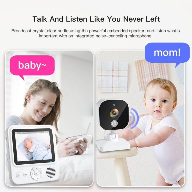 AMB900 2,8 Zoll Video-Babyphone 720P mit 4-fachem Zoom, Babykamera, Gegensprechanlage, Babyphone, Nachtsicht, IPS-Bildschirm, Babe Nanny Monitor