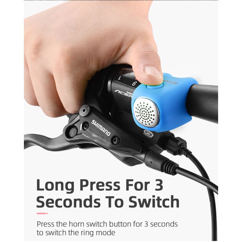 ROCKBROS Elektrische Fahrradklingel 90 dB Horn Regenfest MTB Fahrradlenker Silikagel Shell Ring Fahrradklingel Fahrradzubehör