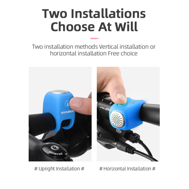 ROCKBROS Elektrische Fahrradklingel 90 dB Horn Regenfest MTB Fahrradlenker Silikagel Shell Ring Fahrradklingel Fahrradzubehör