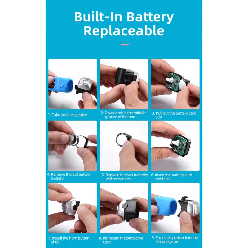 ROCKBROS Elektrische Fahrradklingel 90 dB Horn Regenfest MTB Fahrradlenker Silikagel Shell Ring Fahrradklingel Fahrradzubehör