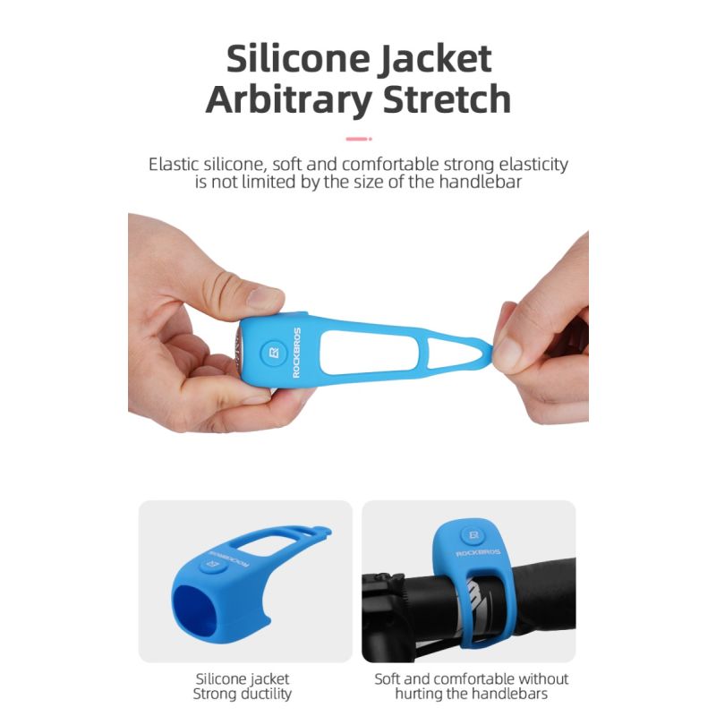 ROCKBROS Elektrische Fahrradklingel 90 dB Horn Regenfest MTB Fahrradlenker Silikagel Shell Ring Fahrradklingel Fahrradzubehör